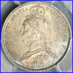 1887 PCGS MS64 Victoria 6 Pence Wreath Great Britain Silver Coin (19082101C)