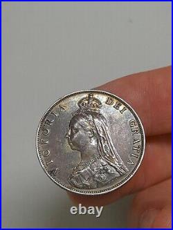 1887 QUEEN VICTORIA GREAT BRITAIN SILVER JUBILEE FLORIN COIN-Nice Example! F/37