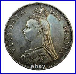 1887 Queen Victoria Silver Double Florin Coin Great Britain