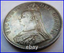 1887 Queen Victoria Silver Double Florin Coin Great Britain