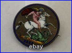 1888 Great Britain Silver Crown Coin withEnameled ST George, Pin Brooch