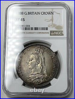 1888 Great Britain Silver Crown Queen Victoria NGC XF45 Nice Original