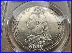 1889 UK Great Britain Queen Victoria Silver Crown Coin PCGS MS62