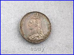 1890 Great Britain sterling silver Crown Dollar Victoria XF
