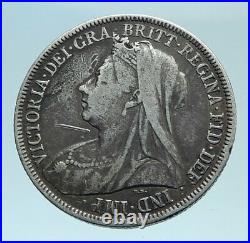 1893 UK Great Britain United Kingdom QUEEN VICTORIA Shilling Silver Coin i78317