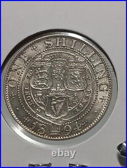 1894 Great Britain Shilling Silver Coin Bu Stunning F/38