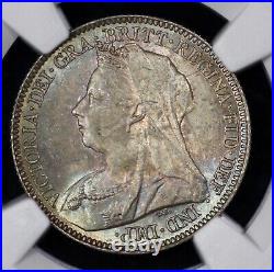 1894 Great Britain Silver 6 Pence NGC MS 64 Toned