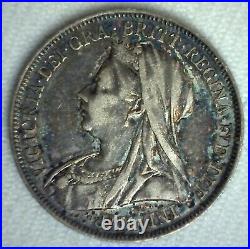 1894 Great Britain Silver Shilling Coin Extra Fine Circulated Beautiful Toning