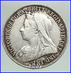 1896 UK Great Britain United Kingdom QUEEN VICTORIA Shilling Silver Coin i92153