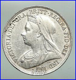 1896 UK Great Britain United Kingdom QUEEN VICTORIA Shilling Silver Coin i92256