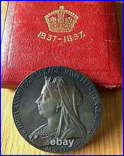 1897Large Silver Medal Coin Queen Victoria Diamond Jubilee RAINBOW TONED
