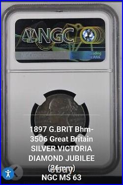 1897 MS-63 Great Britain Queen Victoria Diamond Jubilee Silver Medal BHM-3506