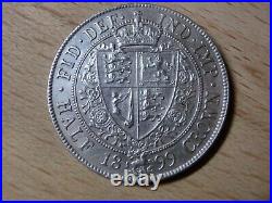 1899 UK Great Britain United Kingdom QUEEN VICTORIA 1/2 Crown Silver Coin