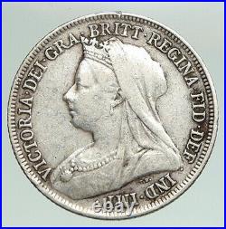 1899 UK Great Britain United Kingdom QUEEN VICTORIA Shilling Silver Coin i92139
