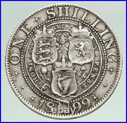 1899 UK Great Britain United Kingdom QUEEN VICTORIA Shilling Silver Coin i92139