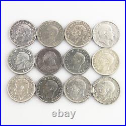 1900-1951 Great Britain 1 Shilling Lot (VF-BU, 12 coins) Victoria Edward George
