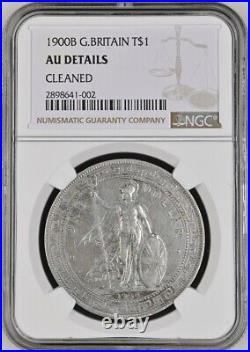 1900 B Great Britain SILVER Trade Dollar NGC AU Details CLEANED Bombay