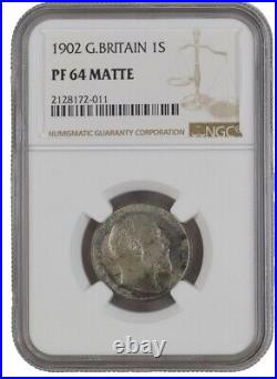 1902 Great Britain 1S Silver Proof Slabbed by NGC PF 64 MATTE