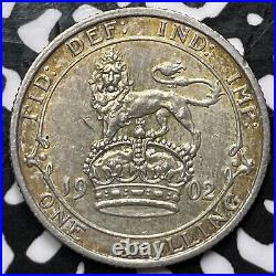 1902 Great Britain 1 Shilling Lot#JM5894 Silver! Matte Proof