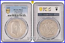 1902, Great Britain, Edward VII. Rare Matte Proof Silver Crown Coin. PCGS PR-62