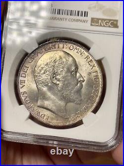 1902 Great Britain Silver Crown, NGC MS-64 One Year Type Rare High Grade
