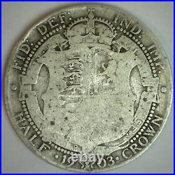 1903 Great Britain Silver 1/2 Crown Coin Good/VG Circulated Edward VII Ruler