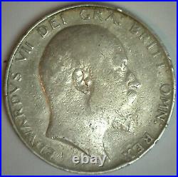 1904 Great Britain Silver 1/2 Crown Coin Very Fine Circulated Edward VII Ruler
