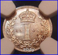 1905 NGC MS 64+ Edward VII 1 one Pence Great Britain Silver Coin