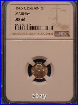 1905 NGC MS 66 Edward VII 2 Pence Great Britain Silver Coin