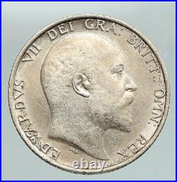 1906 GREAT BRITAIN EDWARD VII UK Antique VINTAGE Old Silver Shilling Coin i91615