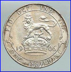 1906 GREAT BRITAIN EDWARD VII UK Antique VINTAGE Old Silver Shilling Coin i91615