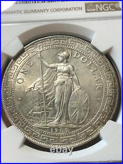 1907 B Great Britain Silver Trade Dollar NGC UNC Details