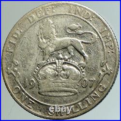 1907 GREAT BRITAIN UK EDWARD VII Antique Genuine Silver Shilling Coin i102164