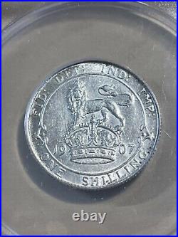 1907 Great Britain 1 Shilling Silver Coin Graded XF45 by ANACS b