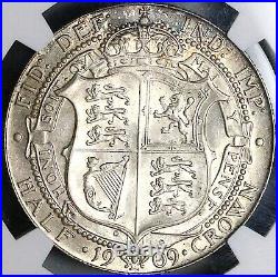 1909 NGC MS 62 Edward VII 1/2 Crown Great Britain Rare Silver Coin (23121602D)