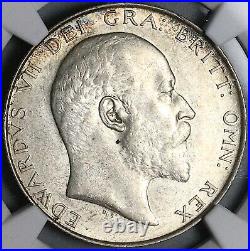 1909 NGC MS 62 Edward VII 1/2 Crown Great Britain Rare Silver Coin (23121602D)