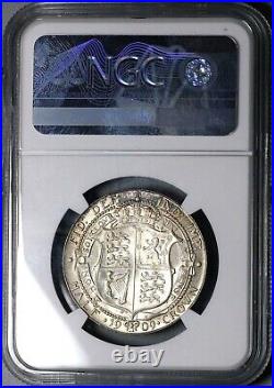 1909 NGC MS 62 Edward VII 1/2 Crown Great Britain Rare Silver Coin (23121602D)