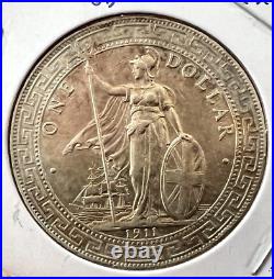 1911 Great Britain Silver Trade Dollar Scarce Crown