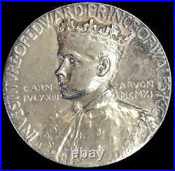 1911 Silver Great Britain Edward Prince Of Wales Investiture 35 MM Medal