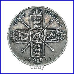 1913 Great Britain GEORGE V. 925 Silver One Florin Coin KM#817 Rare Date