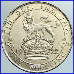 1918 GREAT BRITAIN United Kingdom UK GEORGE V Lion Silver Shilling Coin i102159