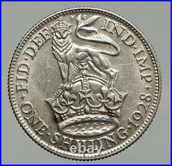 1928 Great Britain UK United Kingdom King George V SILVER SHILLING Coin i92926