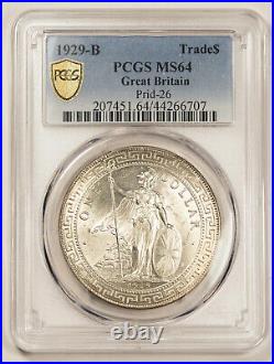 1929 B Great Britain UK TRADE DOLLAR in China $1 Silver Coin PCGS MS64 Choice BU