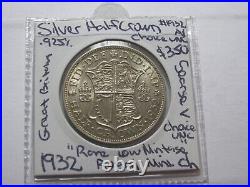 1932 Silver Half Crown RARE Great Britain King George V English Coin. 925 #1932