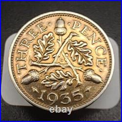 1935 3 Pence Great Britain Silver Proof KM 831, very rare and hard to find