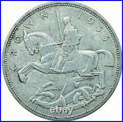1935 Rocking Horse Silver Crown George V Great Britain Unc Details Lustre