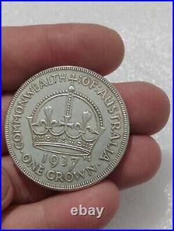 1937 AUSTRALIA Great Britain UK King George VI Big SILVER CROWN Coin
