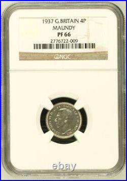 1937 Great Britain 3p MAUNDY Silver Proof Slabbed By NGC PF 66