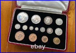 1937 Great Britain George VI 15 Silver Coins Proof Set With Original Case