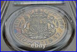 1937 Great Britain King George VI Silver Proof Crown Coin PCGS PR64 Nice Toned